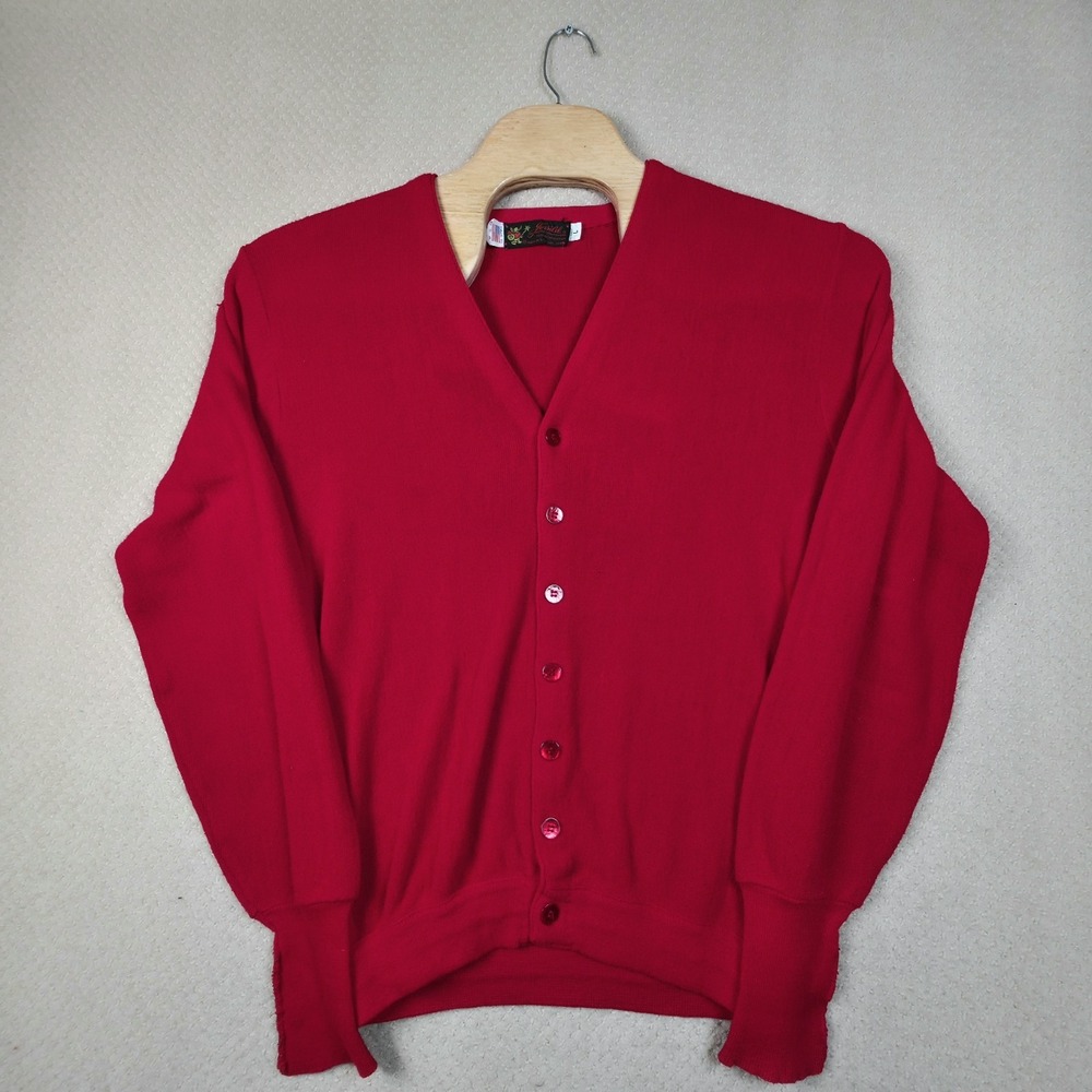 Vintage Jersild Cardigan Sweater Mens Large Tall Red V-Neck Knit USA Made Viking